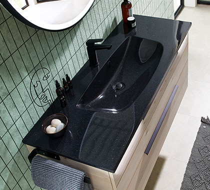 Pelipal 6025 Waschtisch Schwarz mit Unterschrank